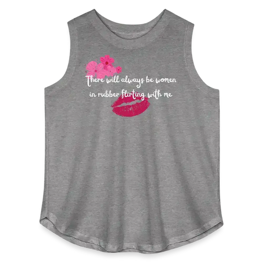 Women In Rubber Flirting Rent Inspired Curvy Relaxed Tank Top - granite heather 