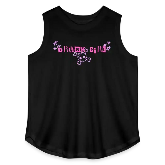 The Drunk Girl Something Corporate Inspired Curvy Relaxed Tank Top - black