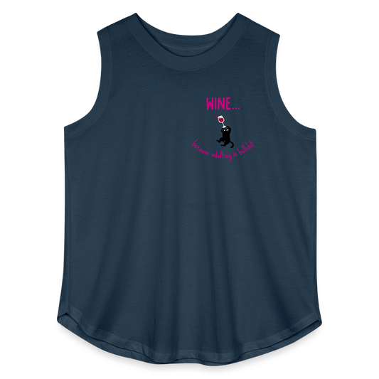 Wine Because Adulting Is Bullshit - Women's Curvy Tank - denim