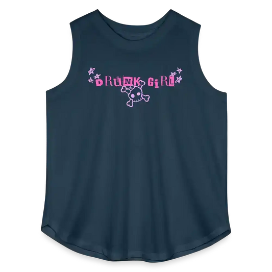 The Drunk Girl Something Corporate Inspired Curvy Relaxed Tank Top - denim