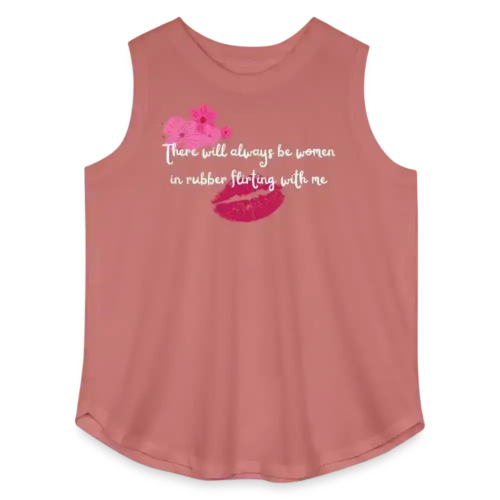 Women In Rubber Flirting Rent Inspired Curvy Relaxed Tank Top - mauve