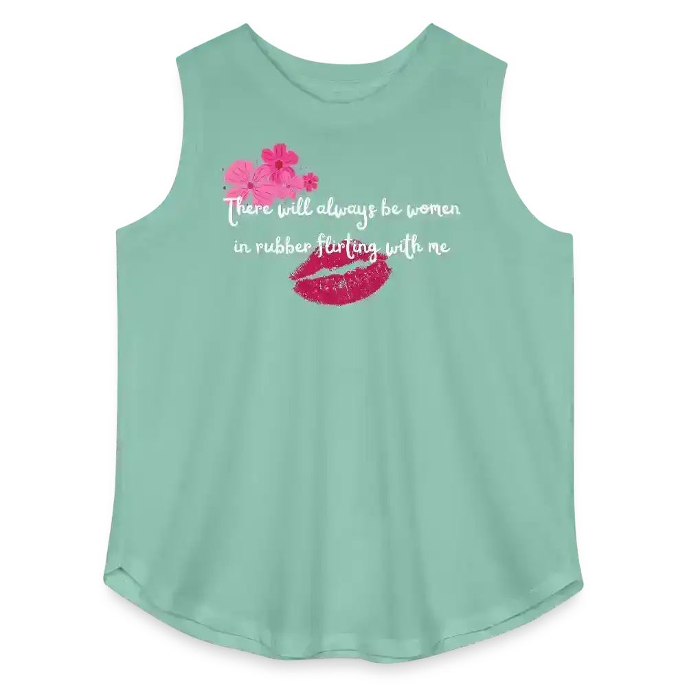 Women In Rubber Flirting Rent Inspired Curvy Relaxed Tank Top - saltwater