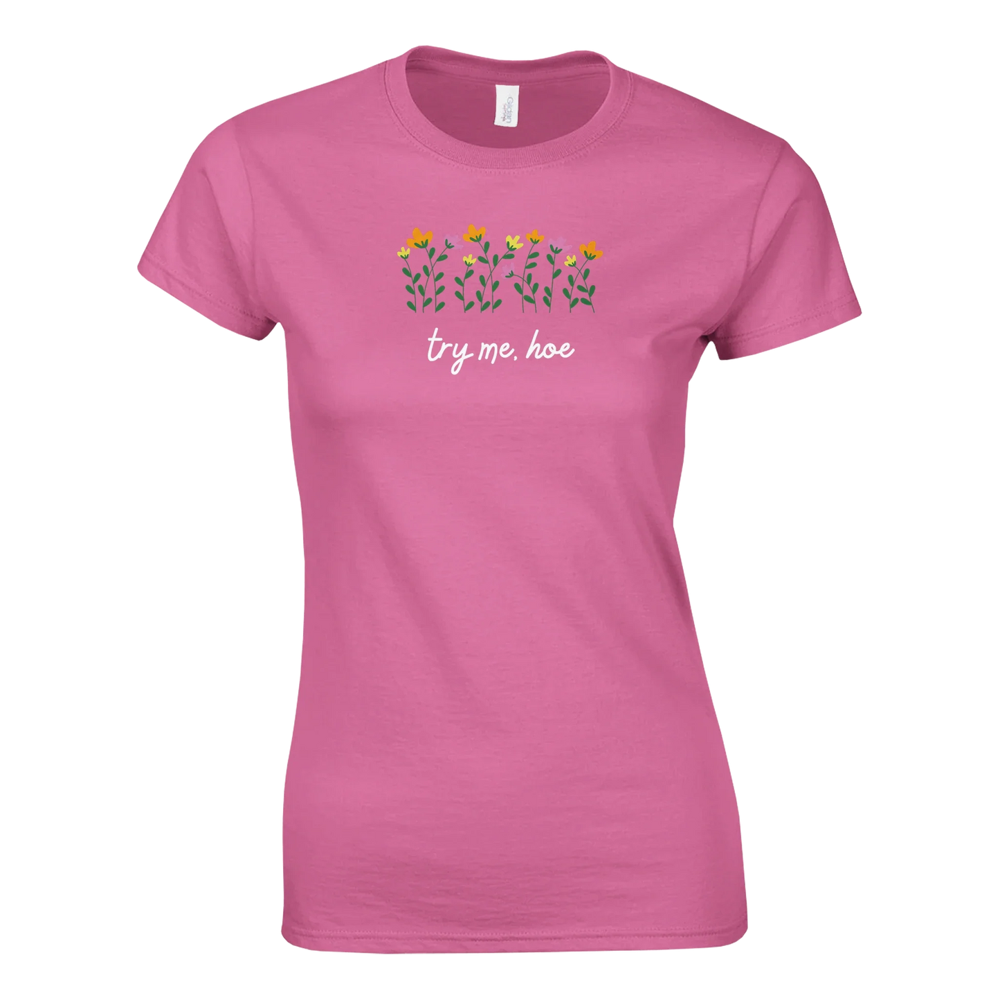 Try Me HoeThis graphic tee boldly declares "Try Me, Hoe," serving up a sassy attitude that’s impossible to ignore. It's the perfect shirt for anyone who isn’t afraid to stand Print MaterialTry Me, Hoe - Women's Graphic TeeCady Creations