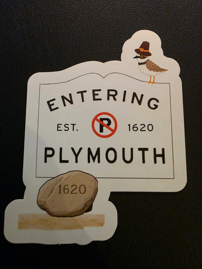 Entering Plymouth Vinyl Sticker | Funny Massachusetts Parking Humor