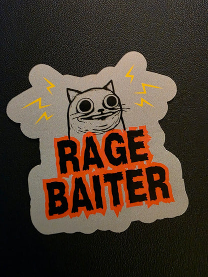 Rage Baiter Vinyl Sticker | Meme Cat Internet Humor