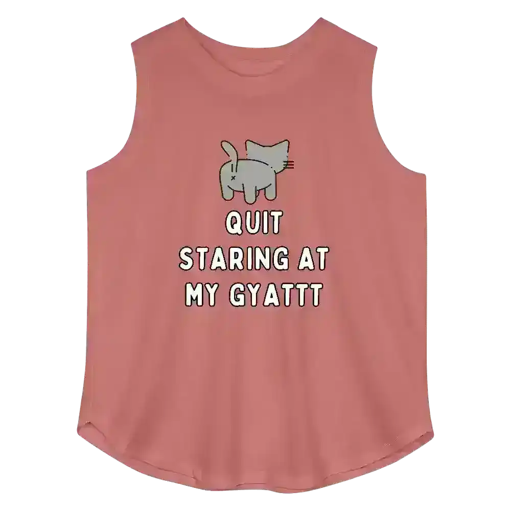 Quit Staring At My Gyattt Cat Curvy Relaxed Tank - Cady Creations