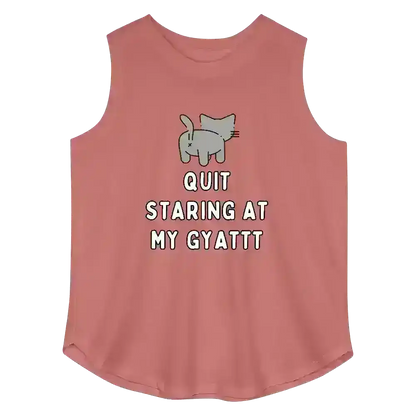 Quit Staring At My Gyattt Cat Curvy Relaxed Tank - Cady Creations