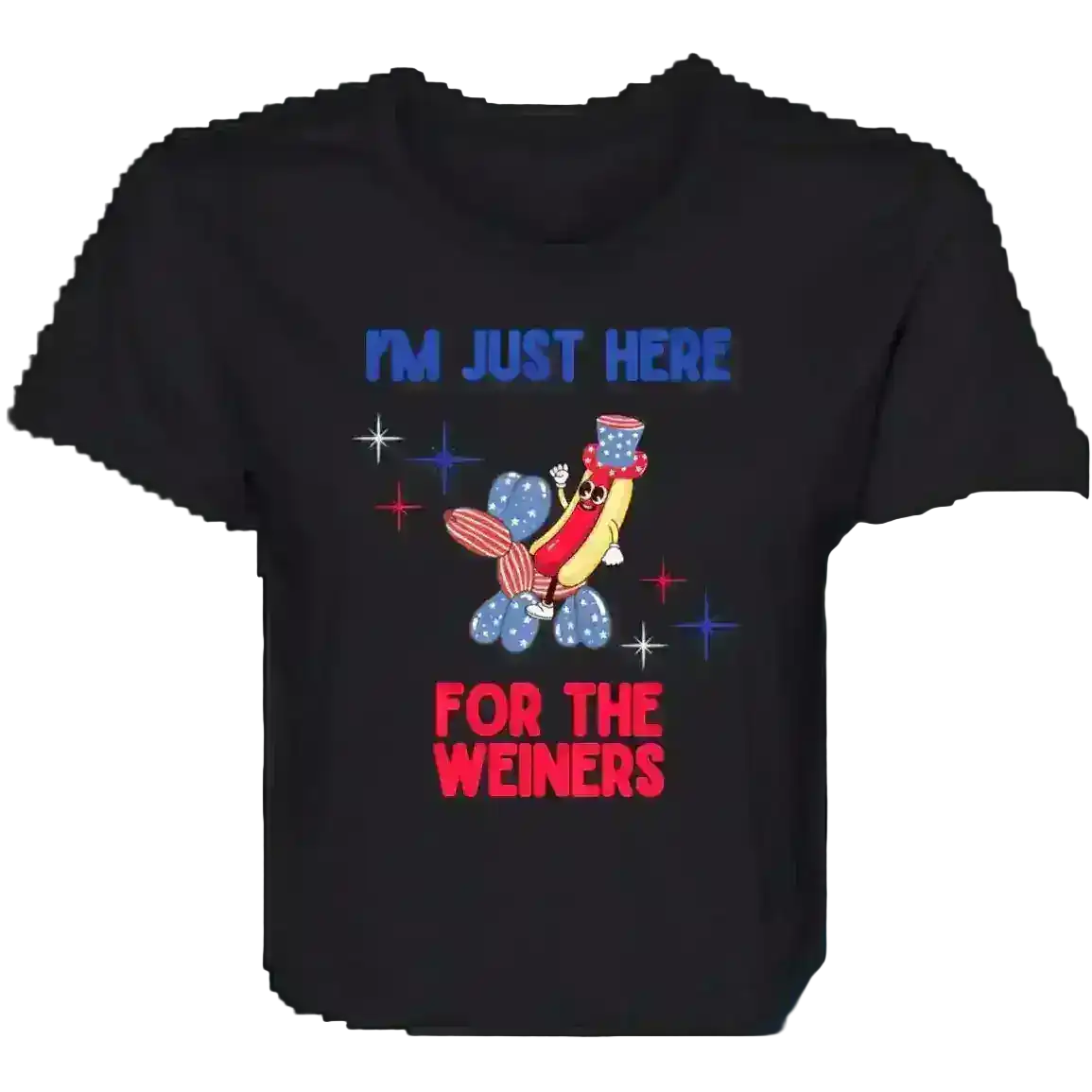 Just Here For The Weiners Patriotic Humor Flowy Crop Top - Cady Creations