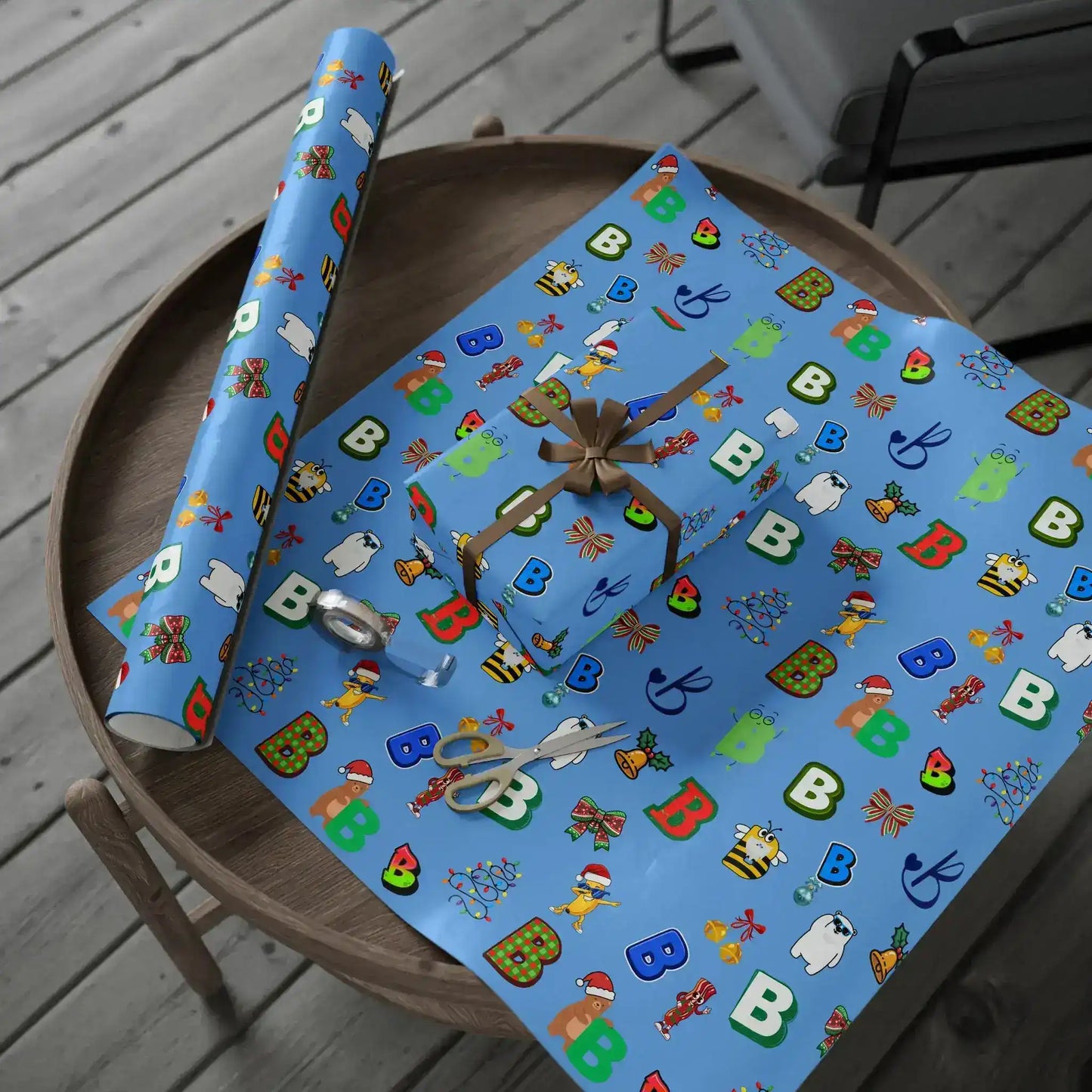 "B" Christmas Wrapping Paper – Alphabet Gift Swap Collection
