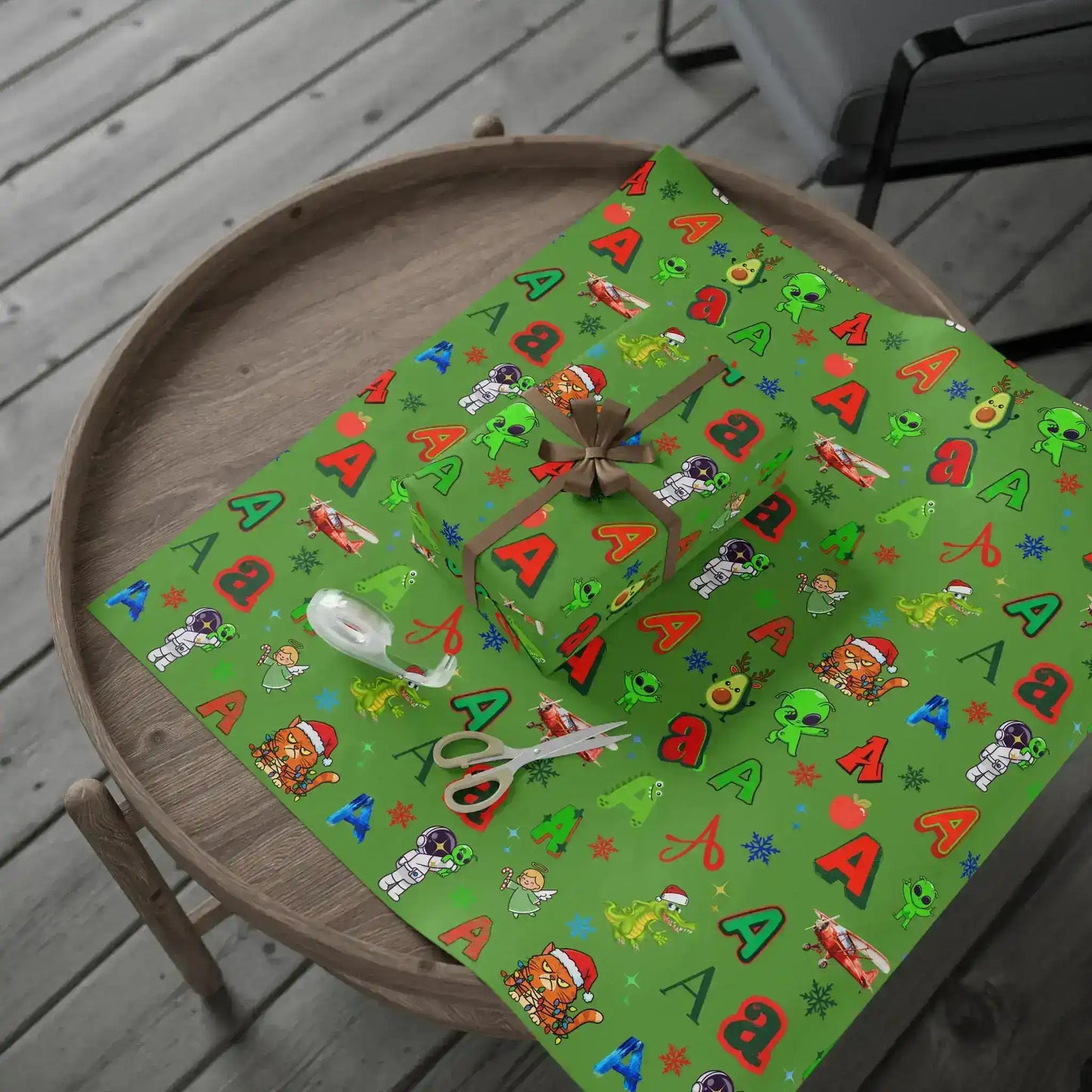 "A" Christmas Wrapping Paper – Alphabet Gift Swap Collection