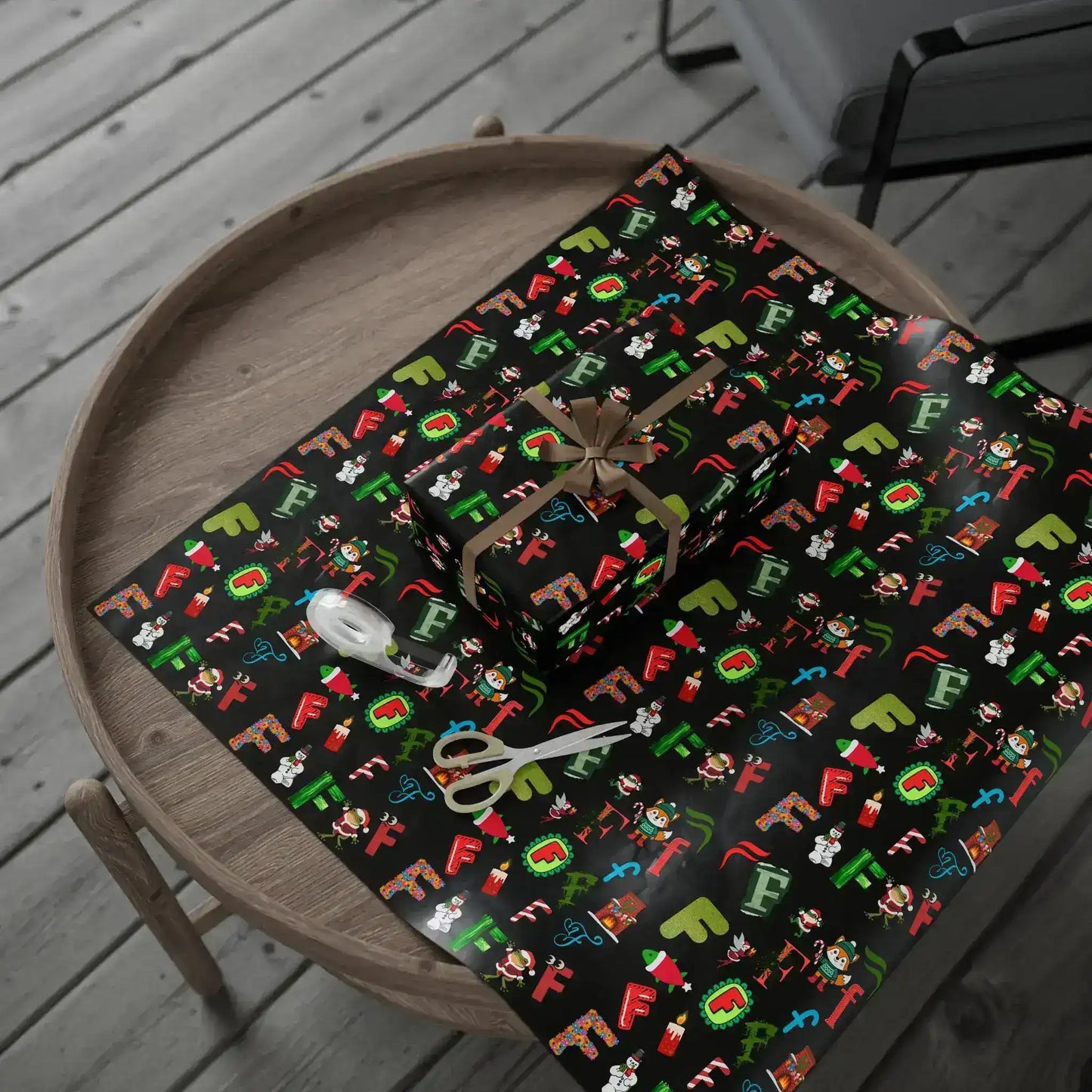 "F" Christmas Wrapping Paper – Alphabet Gift Swap Collection