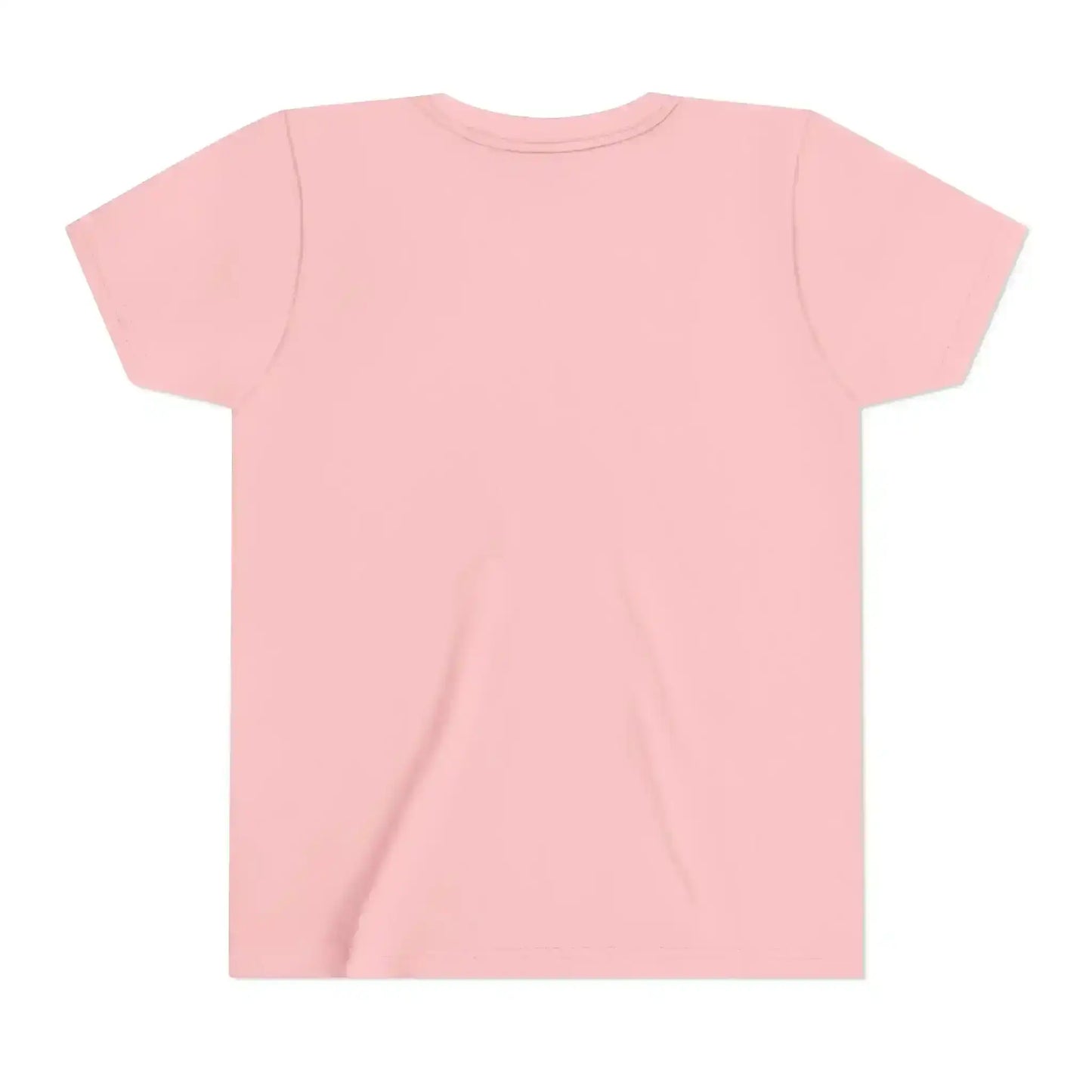 Back view of plain pink graphic tee from Cady Creations on white background