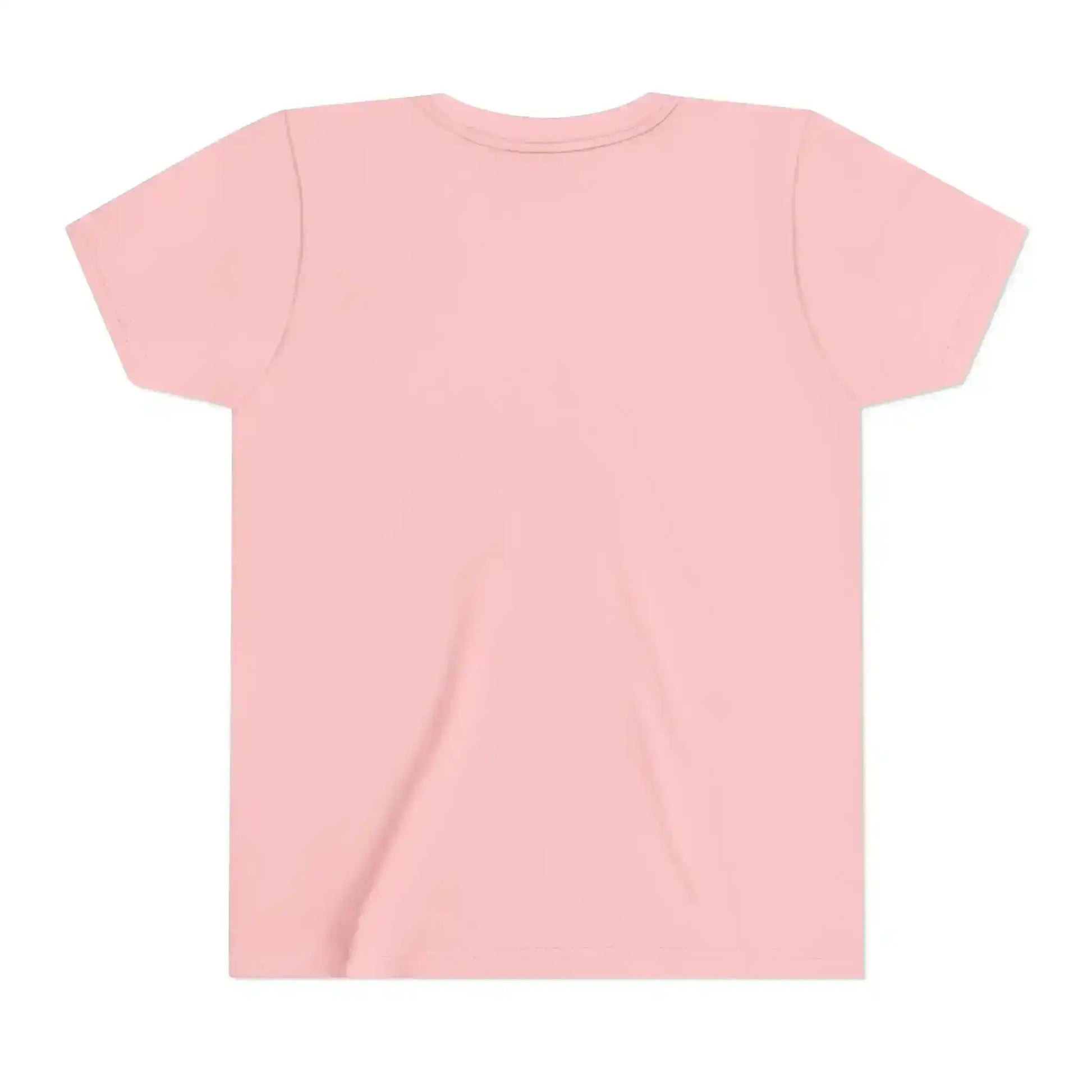 Back view of plain pink graphic tee from Cady Creations on white background