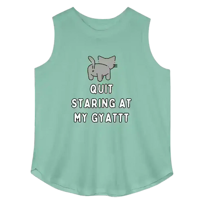 Quit Staring At My Gyattt Cat Curvy Relaxed Tank - Cady Creations