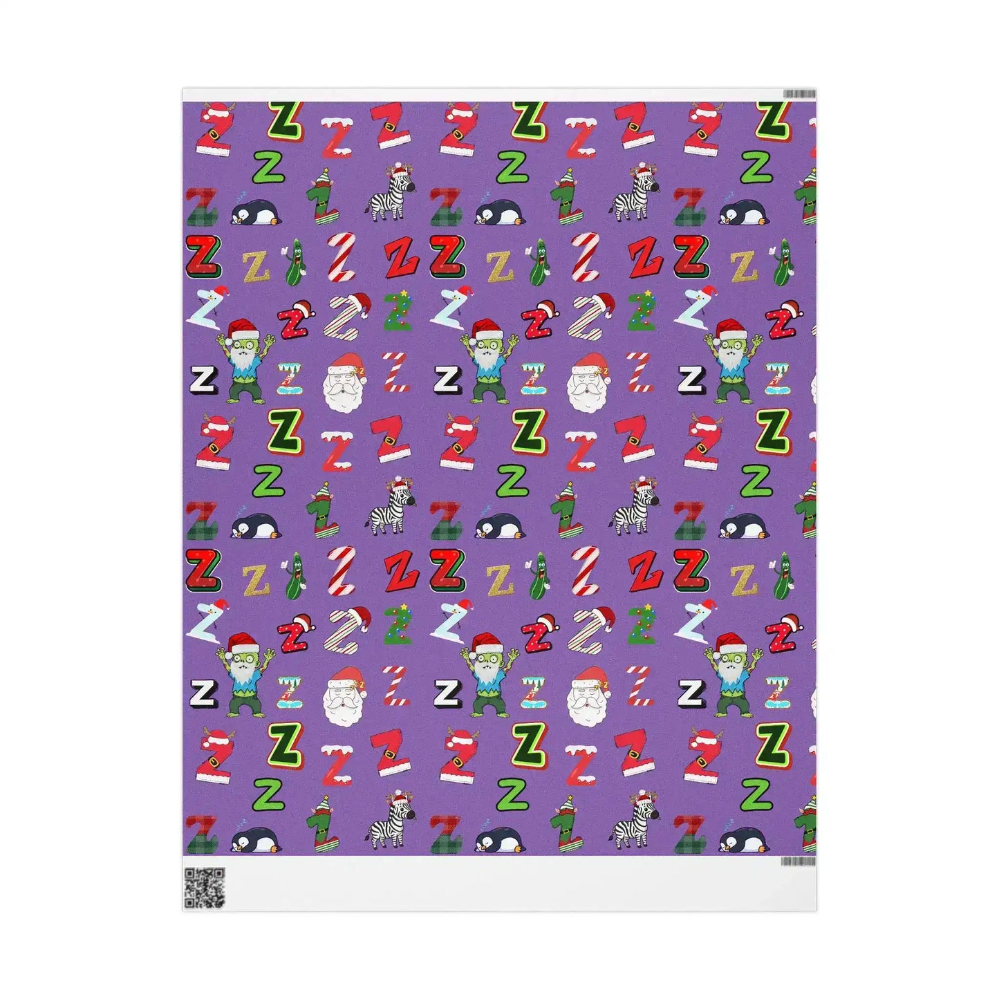 "Z" Zombie Santa Christmas Wrapping Paper – Alphabet Gift Swap Collection