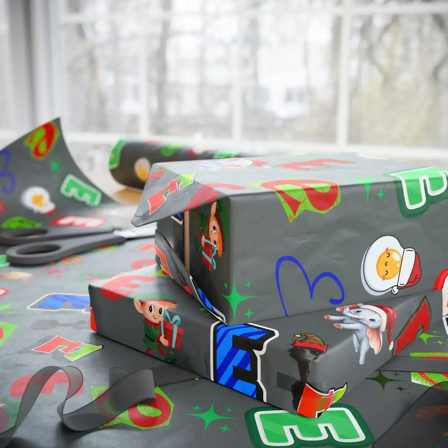"E" Christmas Wrapping Paper – Alphabet Gift Swap Collection