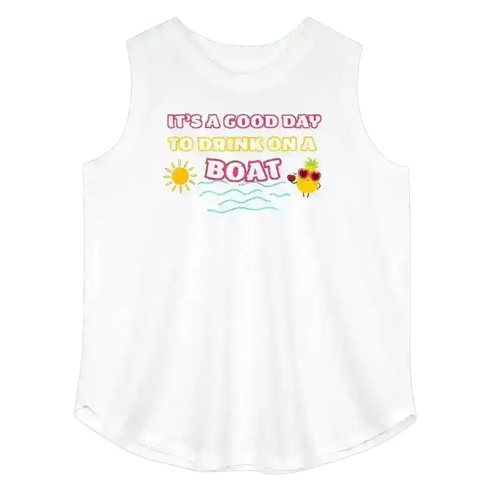 It's A Good Day To Drink On A Boat Summer Drinking Humor Women's Curvy Relaxed Tank Top - Cady Creations