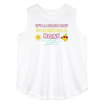 It's A Good Day To Drink On A Boat Summer Drinking Humor Women's Curvy Relaxed Tank Top - Cady Creations