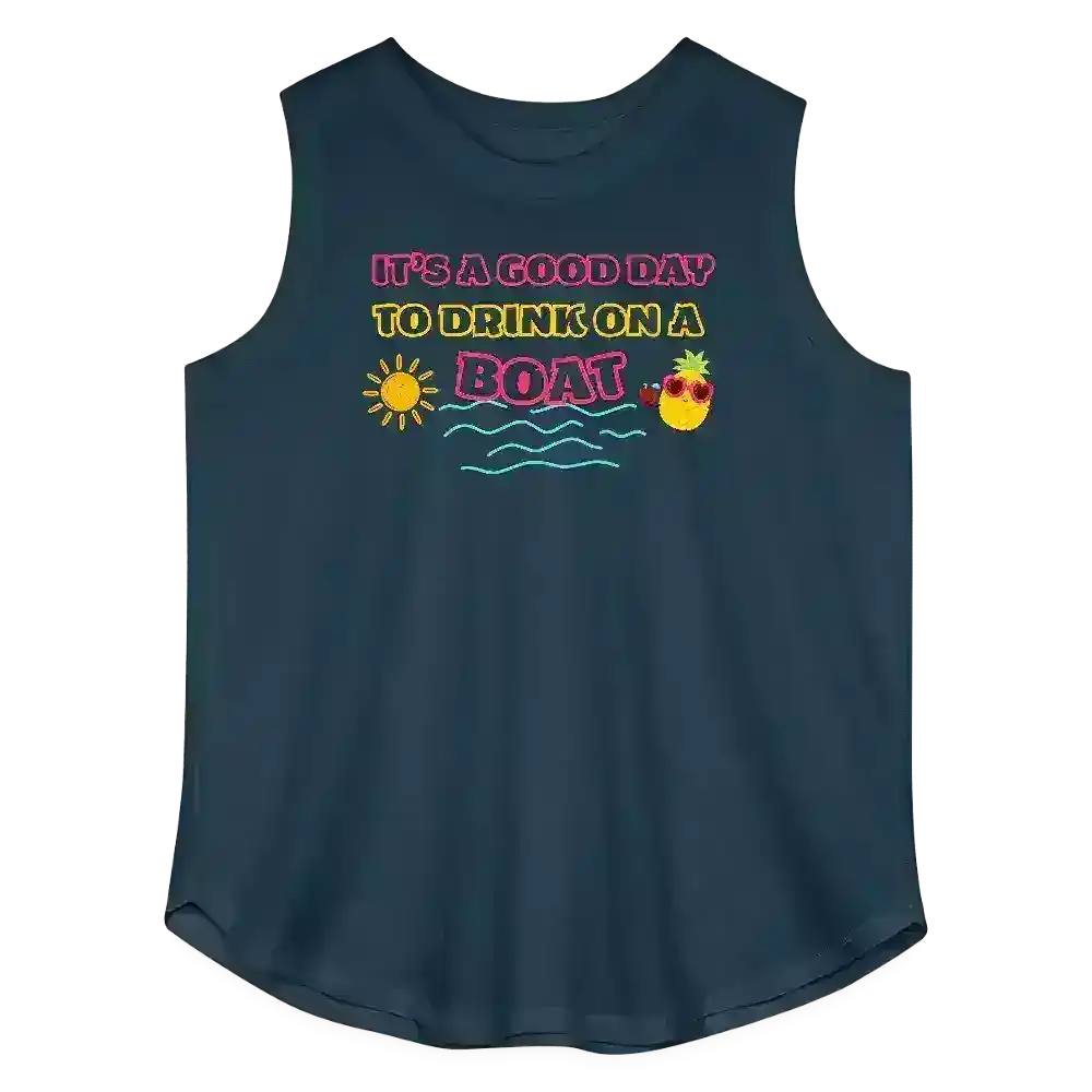 It's A Good Day To Drink On A Boat Summer Drinking Humor Women's Curvy Relaxed Tank Top - Cady Creations