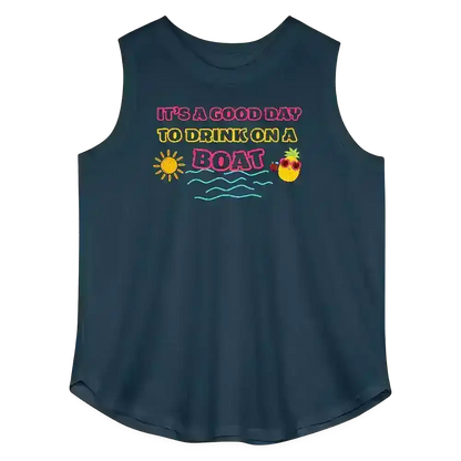 It's A Good Day To Drink On A Boat Summer Drinking Humor Women's Curvy Relaxed Tank Top - Cady Creations