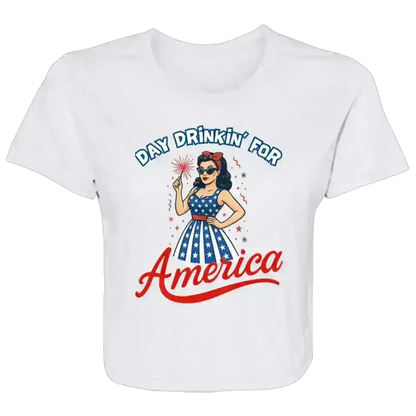 Day Drinkin' For America Patriotic Pin-Up Flowy Crop Top - Cady Creations