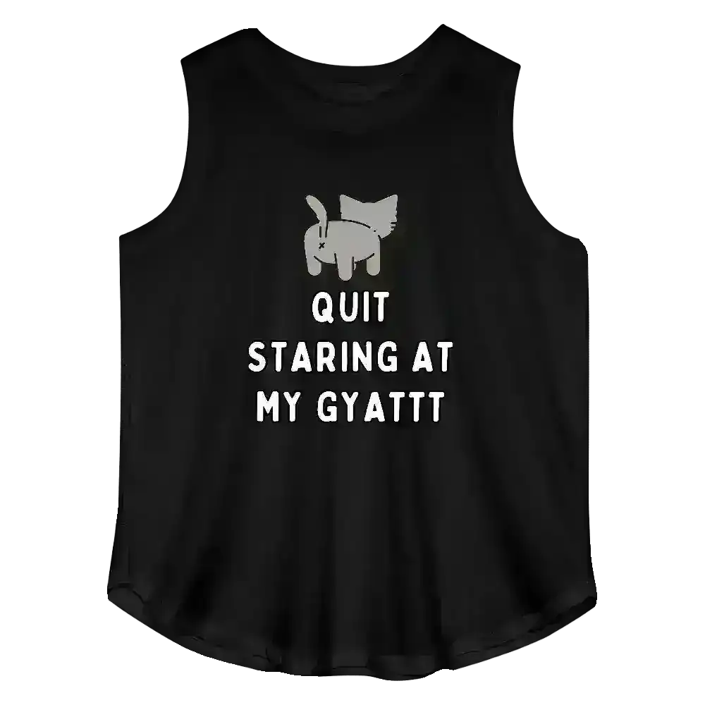 Quit Staring At My Gyattt Cat Curvy Relaxed Tank - Cady Creations