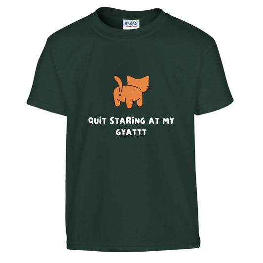 GenZ Inspired "Quit Staring at My Gyattt" Graphic Tee with Cat Design