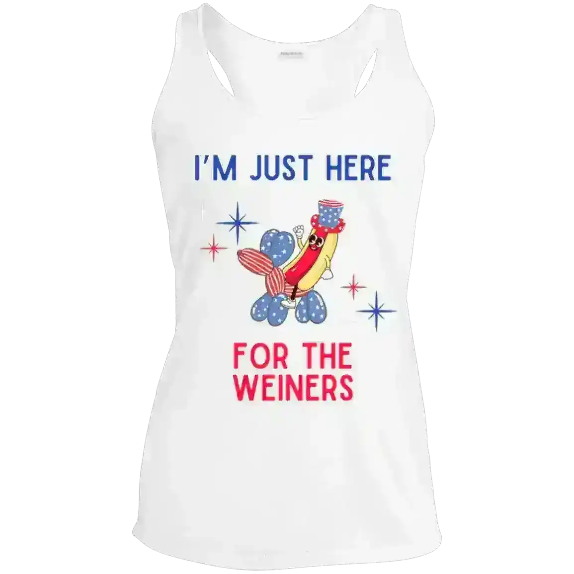 I'm Just Here For The Weiners Patriotic BBQ Humor Racerback Tank - Cady Creations
