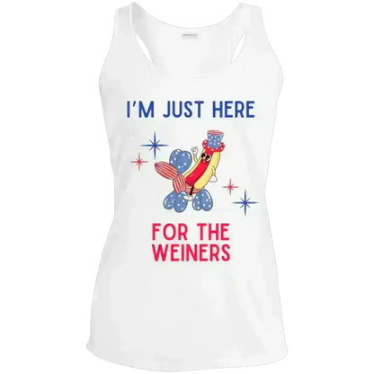 I'm Just Here For The Weiners Patriotic BBQ Humor Racerback Tank - Cady Creations