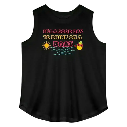It's A Good Day To Drink On A Boat Summer Drinking Humor Women's Curvy Relaxed Tank Top - Cady Creations