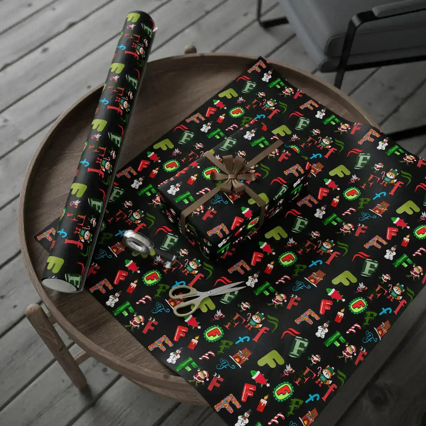 "F" Christmas Wrapping Paper – Alphabet Gift Swap Collection