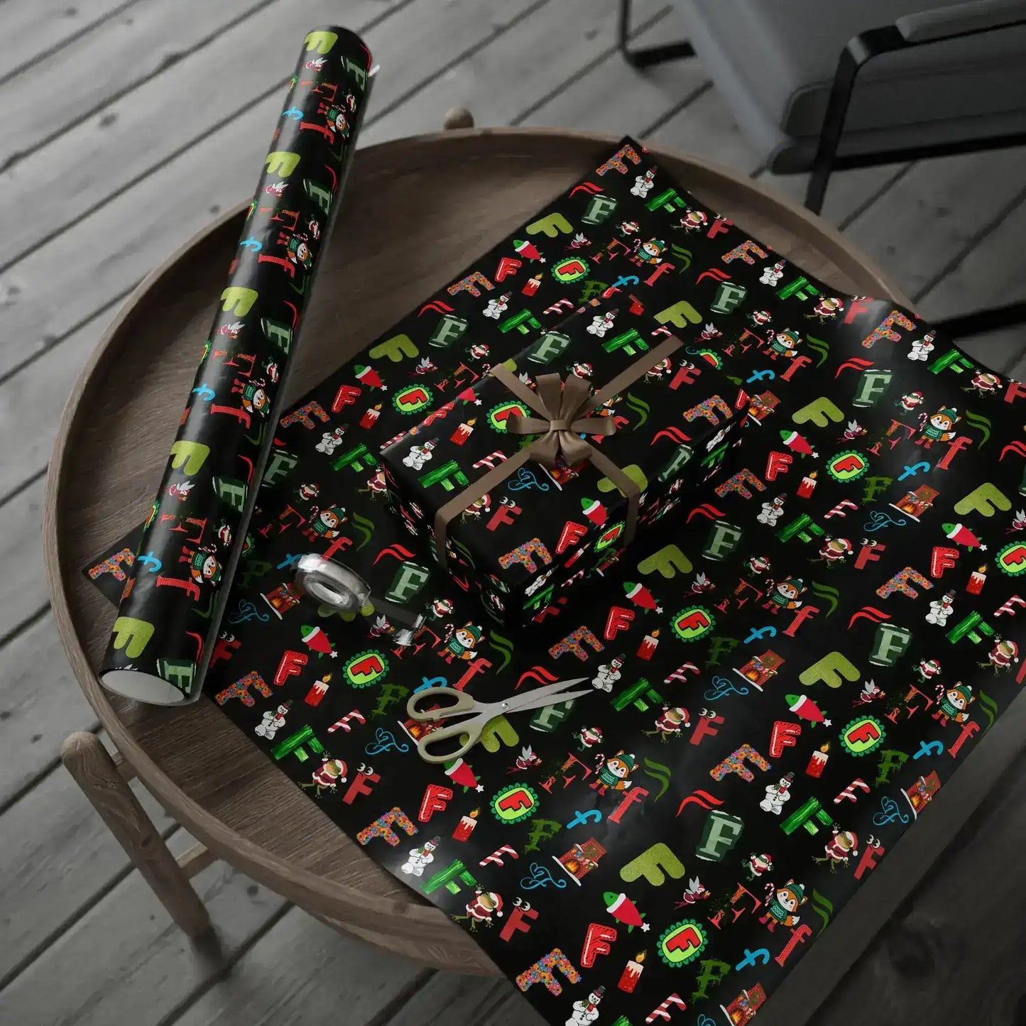 "F" Christmas Wrapping Paper – Alphabet Gift Swap Collection