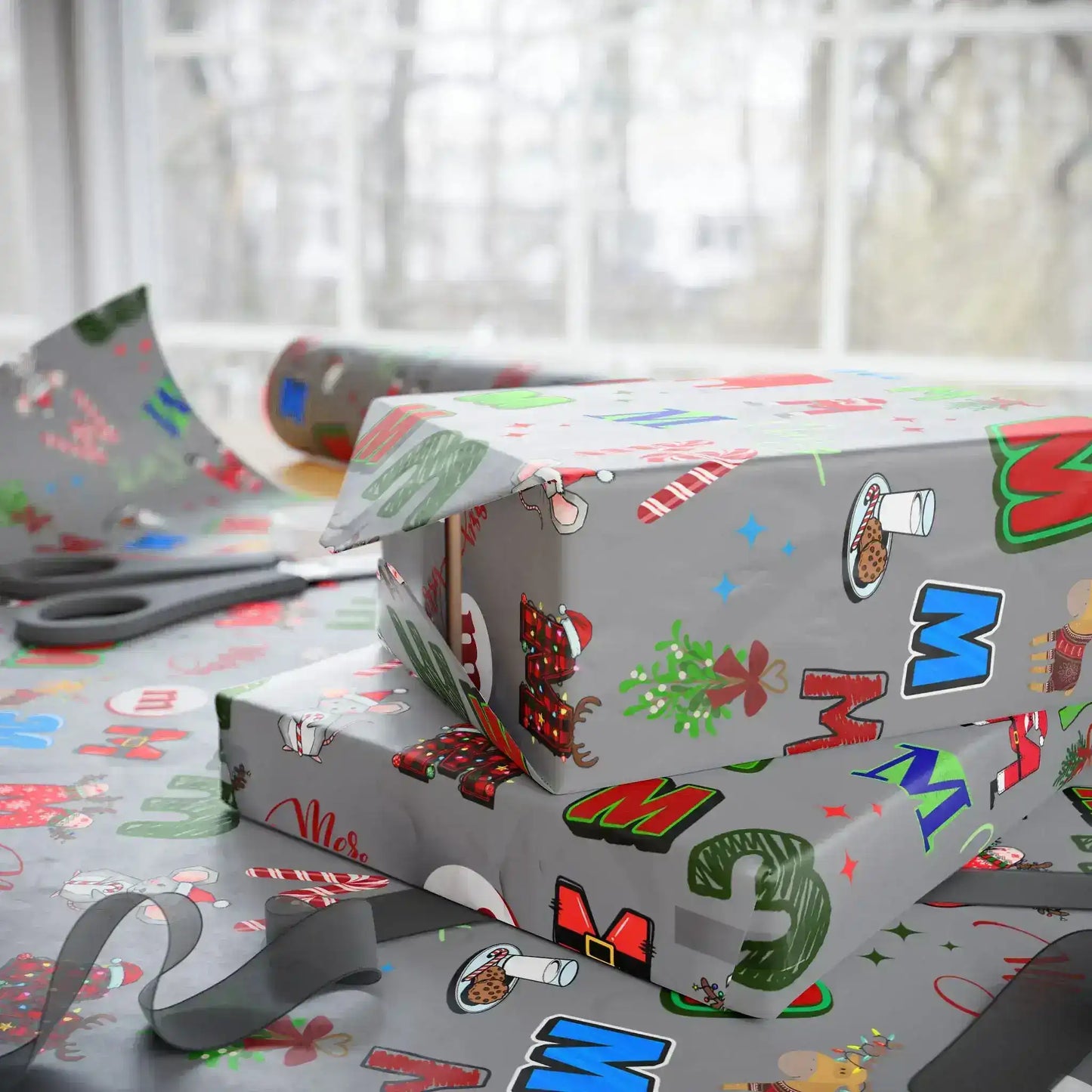 "M" Christmas Wrapping Paper – Alphabet Gift Swap Collection