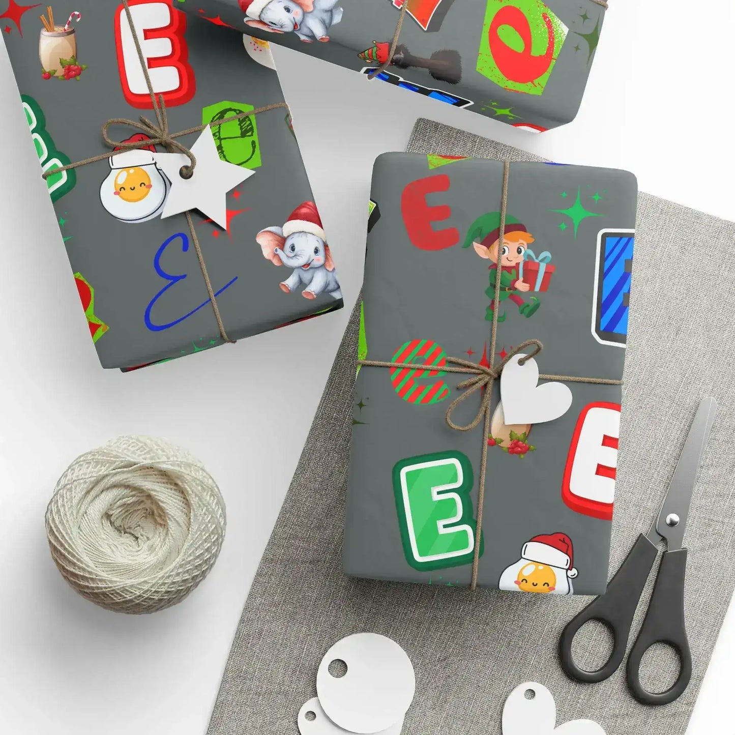 "E" Christmas Wrapping Paper – Alphabet Gift Swap Collection