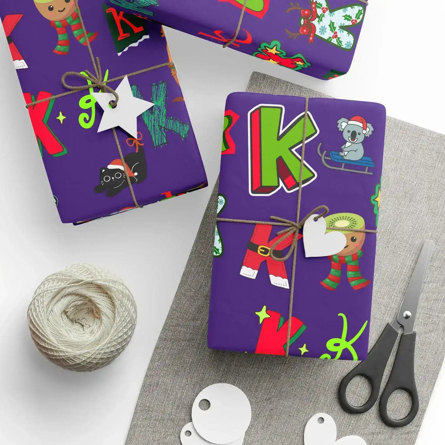 "K" Christmas Wrapping Paper – Alphabet Gift Swap Collection