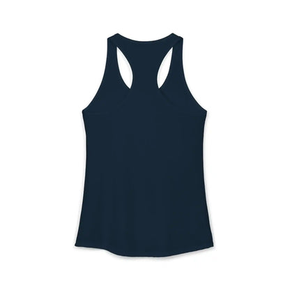 Navy blue racerback tank top, blank back, Cady Creations graphic apparel