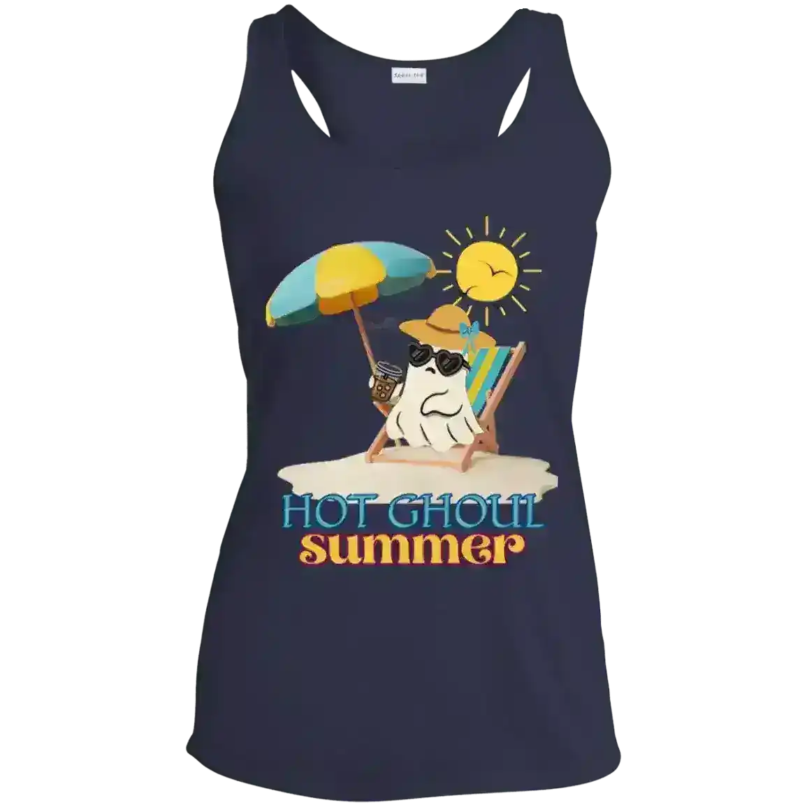 Hot Ghoul Summer Beach Ghost Humor Racerback Tank - Cady Creations