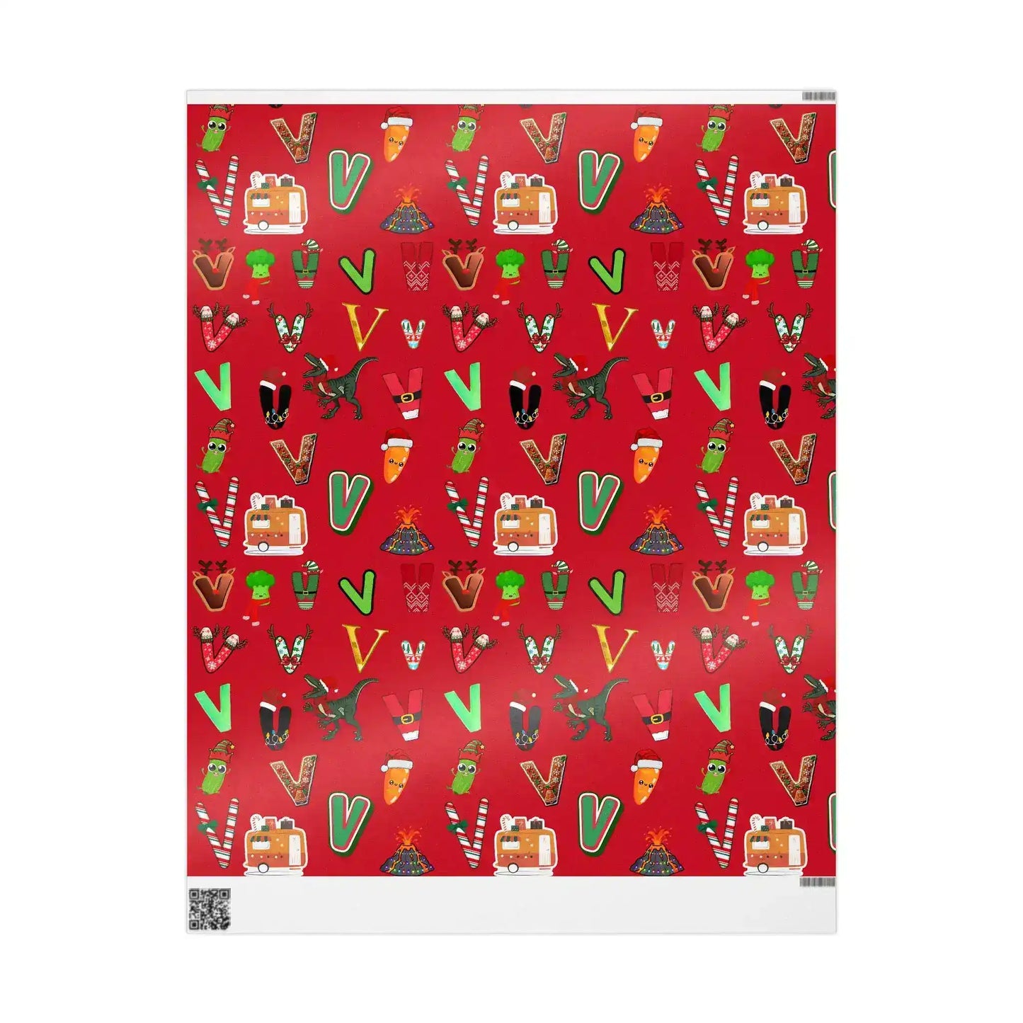 "V" Christmas Wrapping Paper – Alphabet Gift Swap Collection
