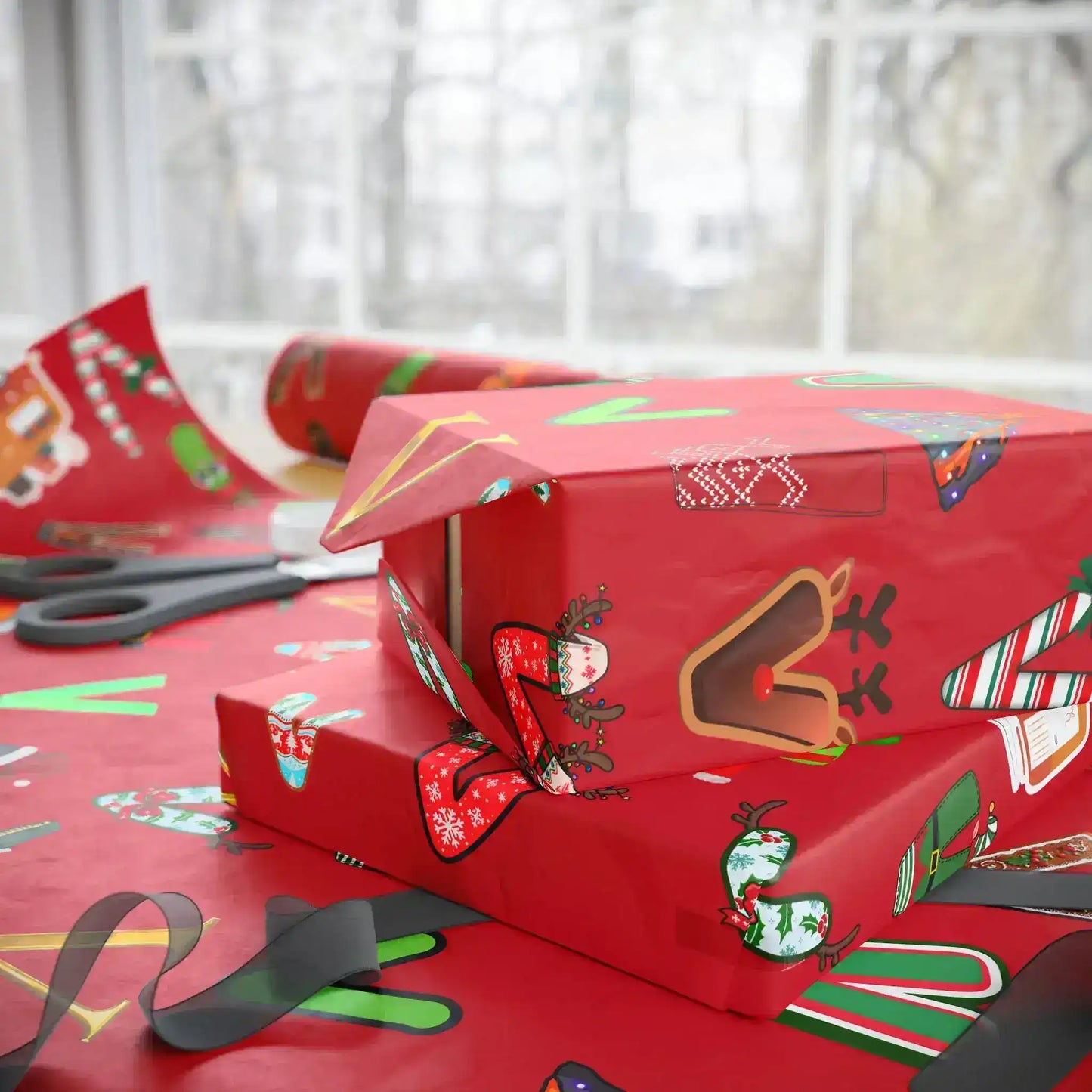 "V" Christmas Wrapping Paper – Alphabet Gift Swap Collection