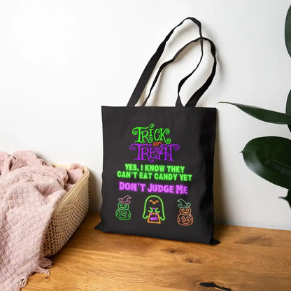 Don’t Judge Me – Funny Trick-or-Treat Tote for Parents | Neon Halloween Candy Bag - Cady Creations