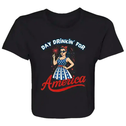 Day Drinkin' For America Patriotic Pin-Up Flowy Crop Top - Cady Creations