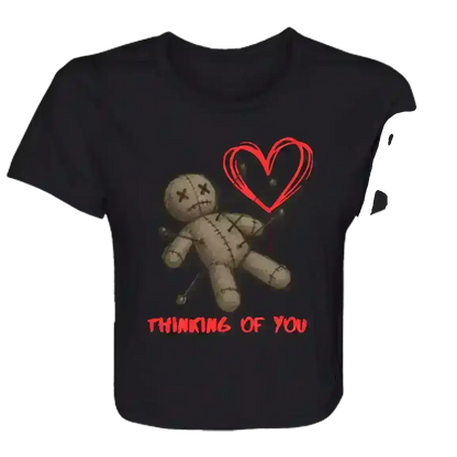 Thinking Of You Voodoo Doll Dark Romance Flowy Crop Top - Cady Creations