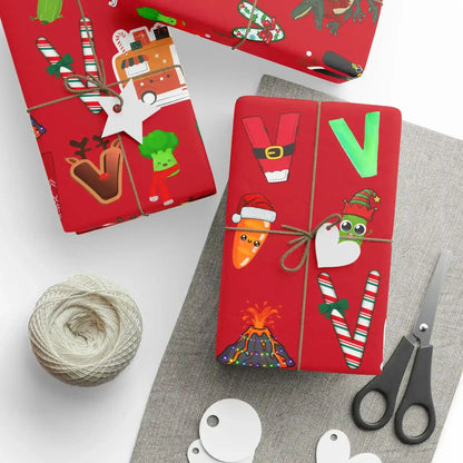 "V" Christmas Wrapping Paper – Alphabet Gift Swap Collection