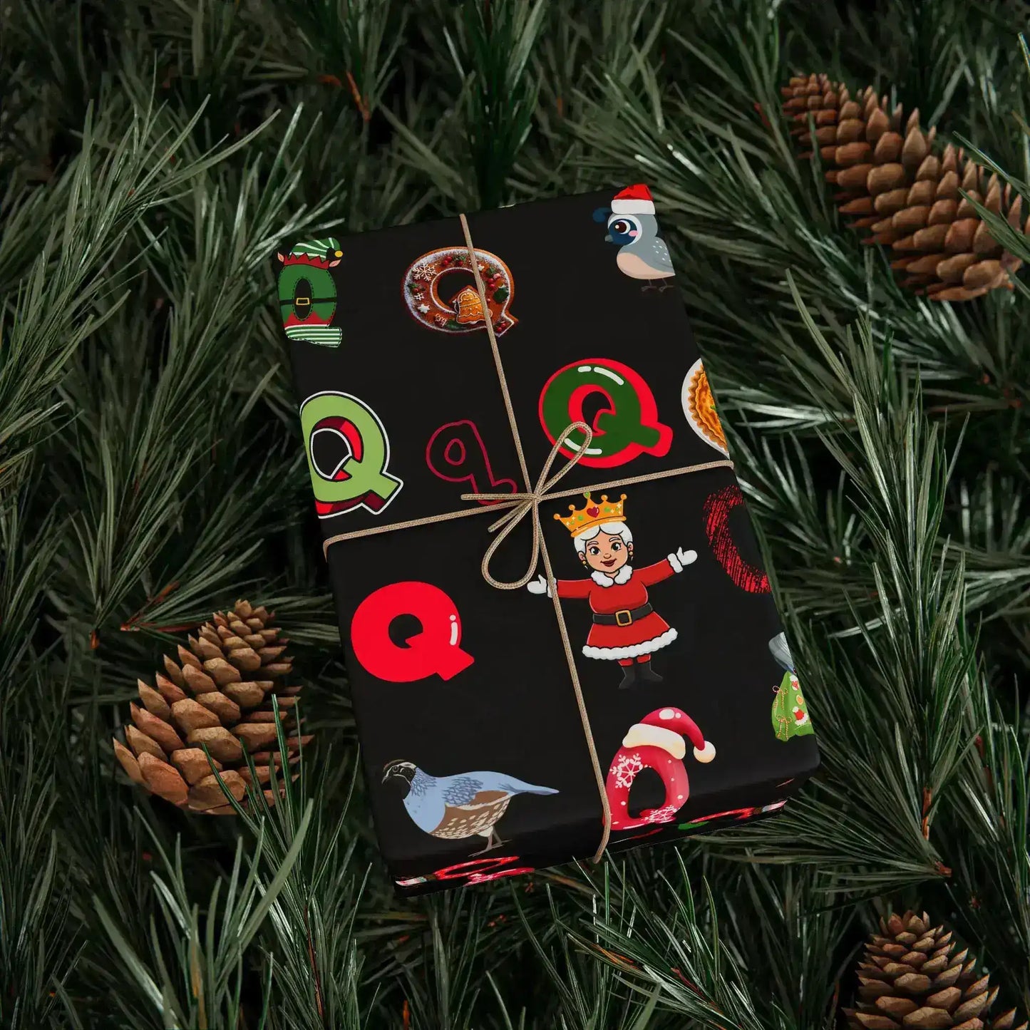 "Q" Christmas Wrapping Paper – Alphabet Gift Swap Collection