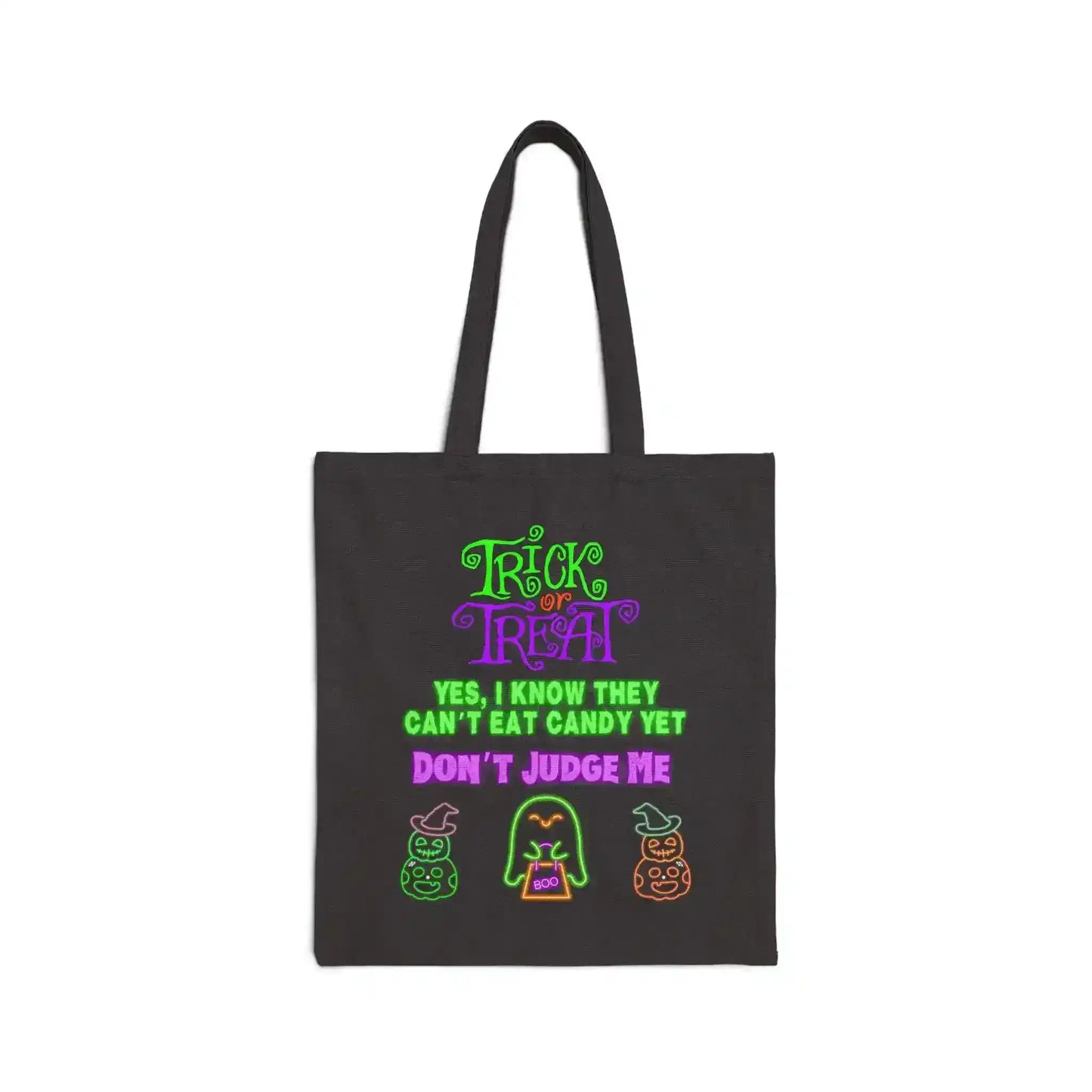 Don’t Judge Me – Funny Trick-or-Treat Tote for Parents | Neon Halloween Candy Bag - Cady Creations