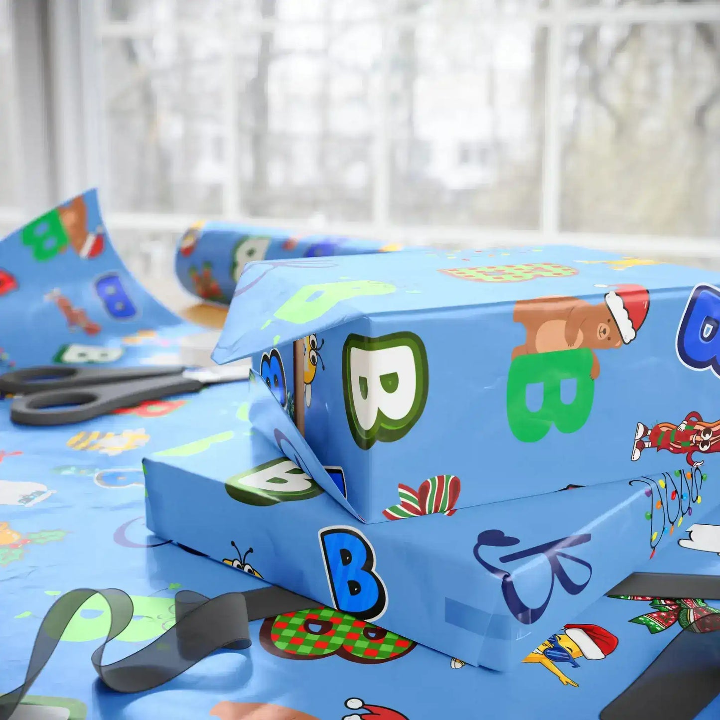 "B" Christmas Wrapping Paper – Alphabet Gift Swap Collection