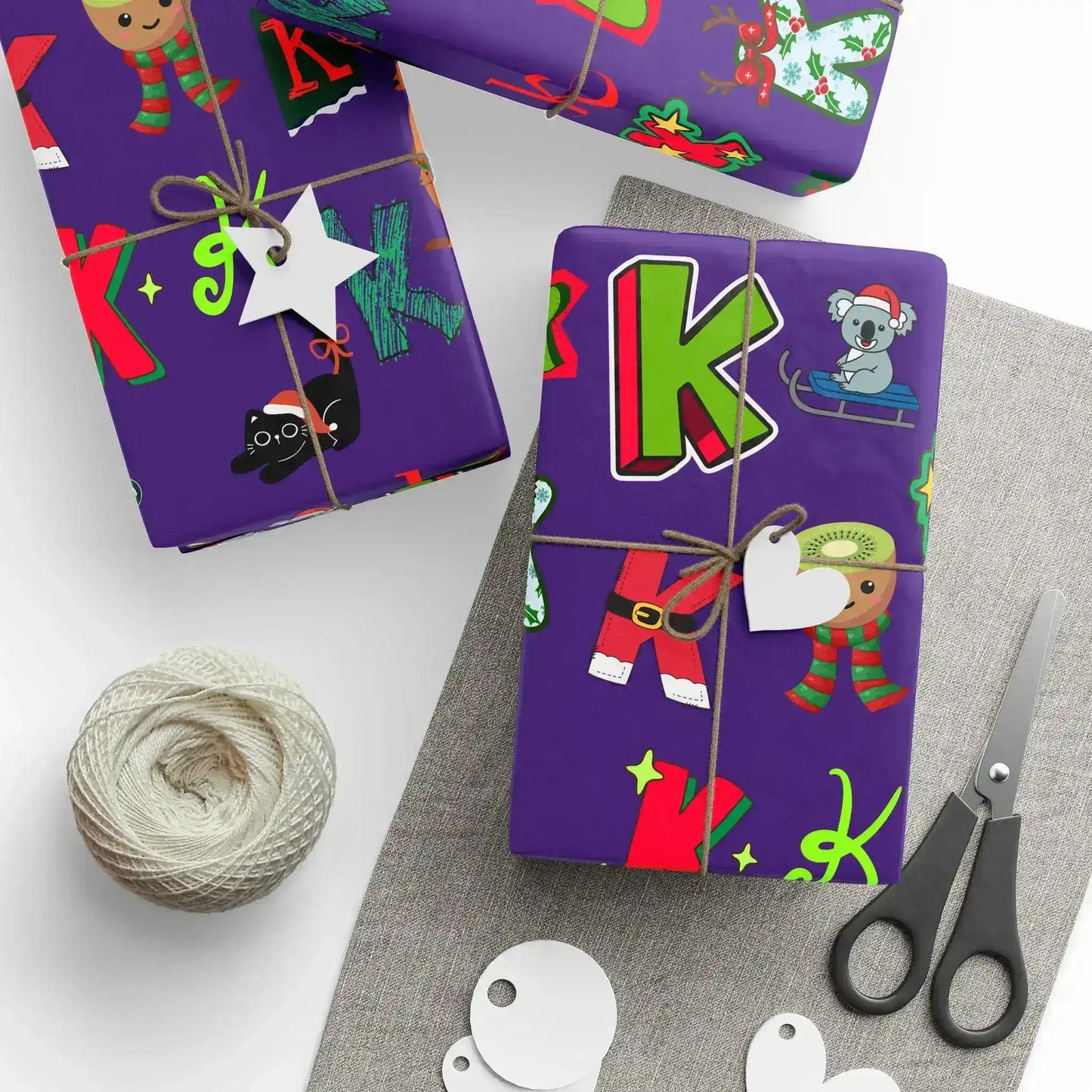 "K" Christmas Wrapping Paper – Alphabet Gift Swap Collection