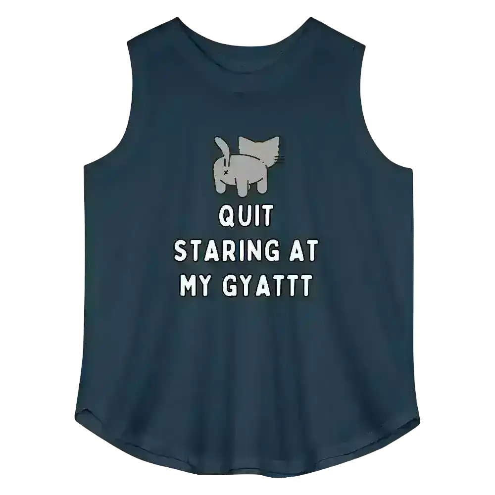 Quit Staring At My Gyattt Cat Curvy Relaxed Tank - Cady Creations