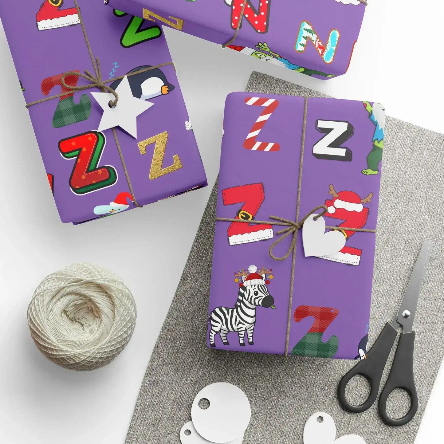 "Z" Zombie Santa Christmas Wrapping Paper – Alphabet Gift Swap Collection