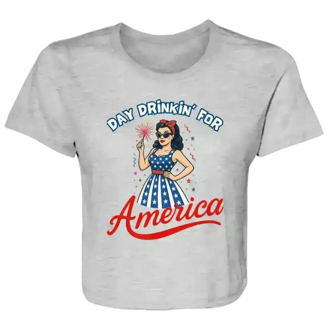 Day Drinkin' For America Patriotic Pin-Up Flowy Crop Top - Cady Creations